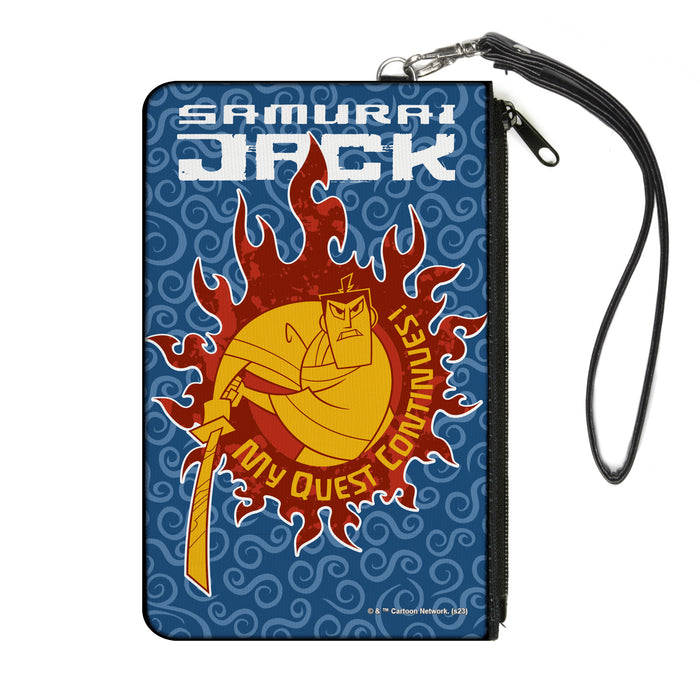 Canvas Zipper Wallet - LARGE - SAMURAI JACK MY QUEST CONTINUES Katana Pose Swirl Blues Canvas Zipper Wallets Warner Bros. Animation   