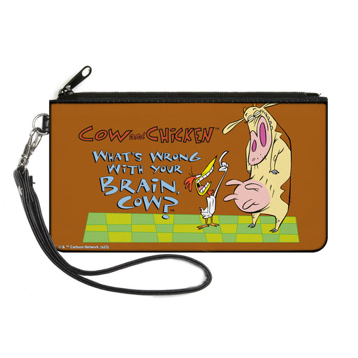 Canvas Zipper Wallet - LARGE - COW AND CHICKEN WHAT'S WRONG WITH YOUR BRAIN Pose Brown Canvas Zipper Wallets Warner Bros. Animation   