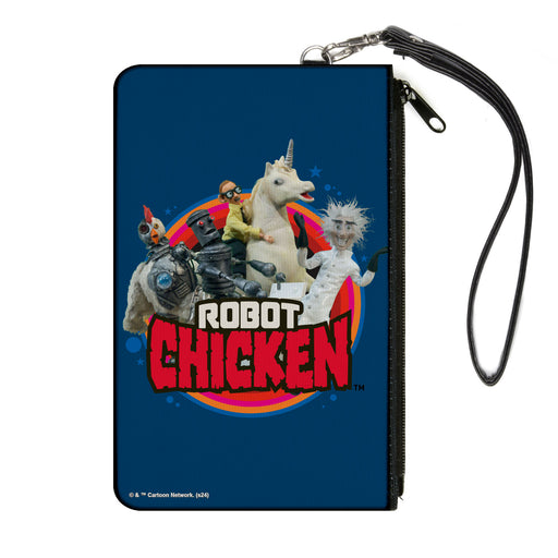 Canvas Zipper Wallet - LARGE - ROBOT CHICKEN Title Logo and Group Pose Blue Canvas Zipper Wallets Warner Bros. Animation   