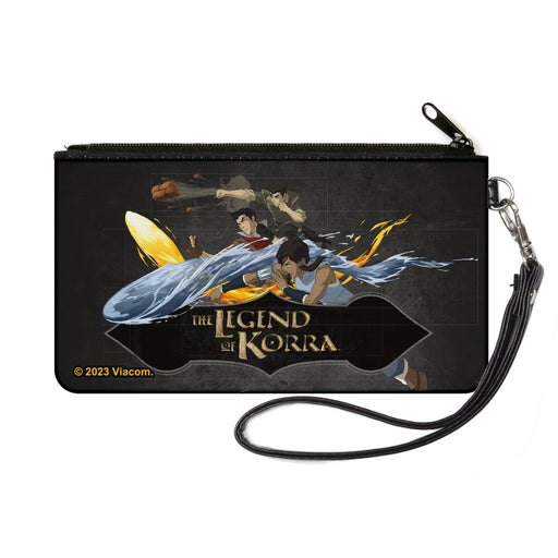 Canvas Zipper Wallet - SMALL - THE LEGEND OF KORRA Group Bending Pose and Logo Black Canvas Zipper Wallets Nickelodeon   