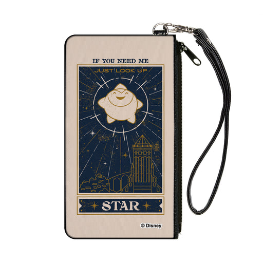 Canvas Zipper Wallet - SMALL - Wish STAR IF YOU NEED ME Sparkle Pose Biege/Blues/Gold Canvas Zipper Wallets Disney   