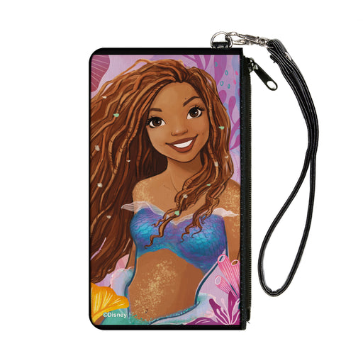Canvas Zipper Wallet - SMALL - The Little Mermaid Ariel Smiling Pose and Shells Pinks Canvas Zipper Wallets Disney   