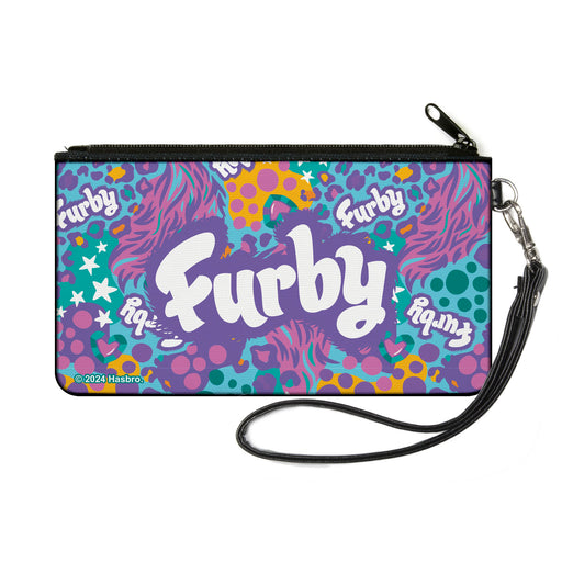 Canvas Zipper Wallet - SMALL - FURBY Title Logo Fur Print Blues/Purple/White Canvas Zipper Wallets Hasbro   