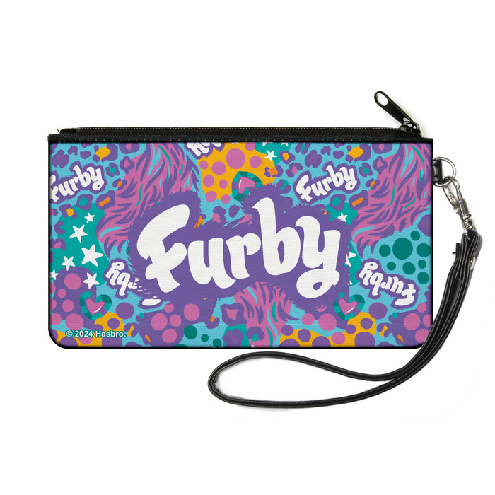 Canvas Zipper Wallet - SMALL - FURBY Title Logo Fur Print Blues/Purple/White Canvas Zipper Wallets Hasbro   