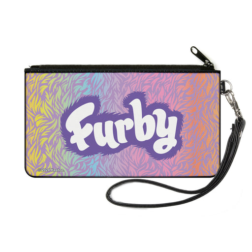 Canvas Zipper Wallet - SMALL - FURBY Title Logo Fur Print Multi Color/Purple/White Canvas Zipper Wallets Hasbro   