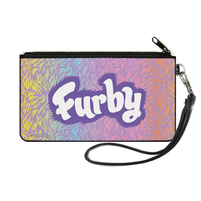 Canvas Zipper Wallet - SMALL - FURBY Title Logo Fur Print Multi Color/Purple/White Canvas Zipper Wallets Hasbro   