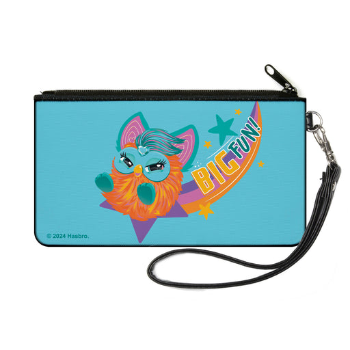 Canvas Zipper Wallet - SMALL - Furby Purple Dancing Furby Pose and Furbish Phrases Pink Canvas Zipper Wallets Hasbro   