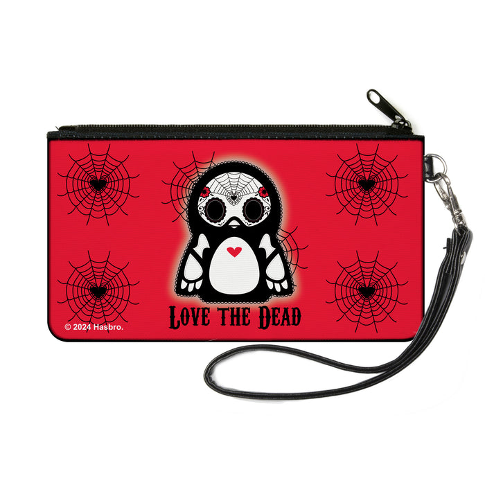 Canvas Zipper Wallet - SMALL - Skelanimals Pen the Penguin LOVE THE DEAD Pose Red/Black/White Canvas Zipper Wallets Hasbro   