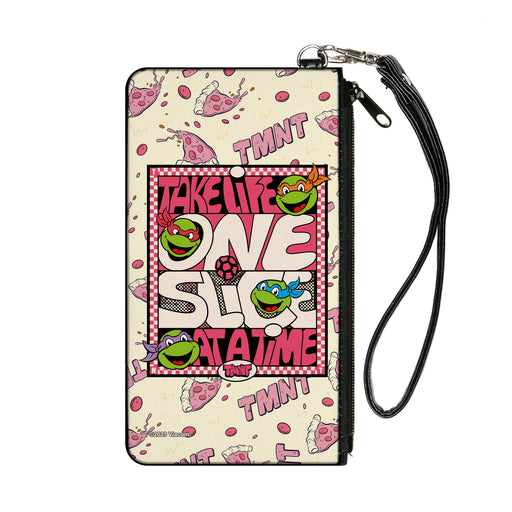 Canvas Zipper Wallet - SMALL - Teenage Mutant Ninja Turtles TAKE LIFE ONE SLICE AT A TIME Pizza Collage Beige/Reds Canvas Zipper Wallets Nickelodeon   