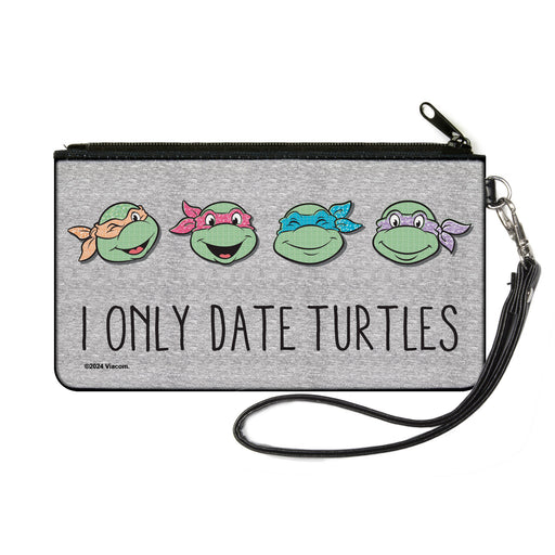 Canvas Zipper Wallet - SMALL - Teenage Mutant Ninja Turtles I ONLY DATE TURTLES Expressions Grays Canvas Zipper Wallets Nickelodeon   