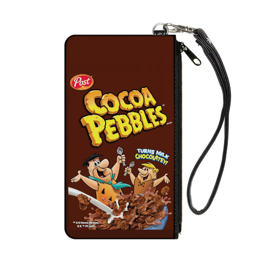 Canvas Zipper Wallet - SMALL - COCOA PEBBLES Fred Flintstone and Barney Rubble Cereal Box Replica Brown Canvas Zipper Wallets The Flintstones   