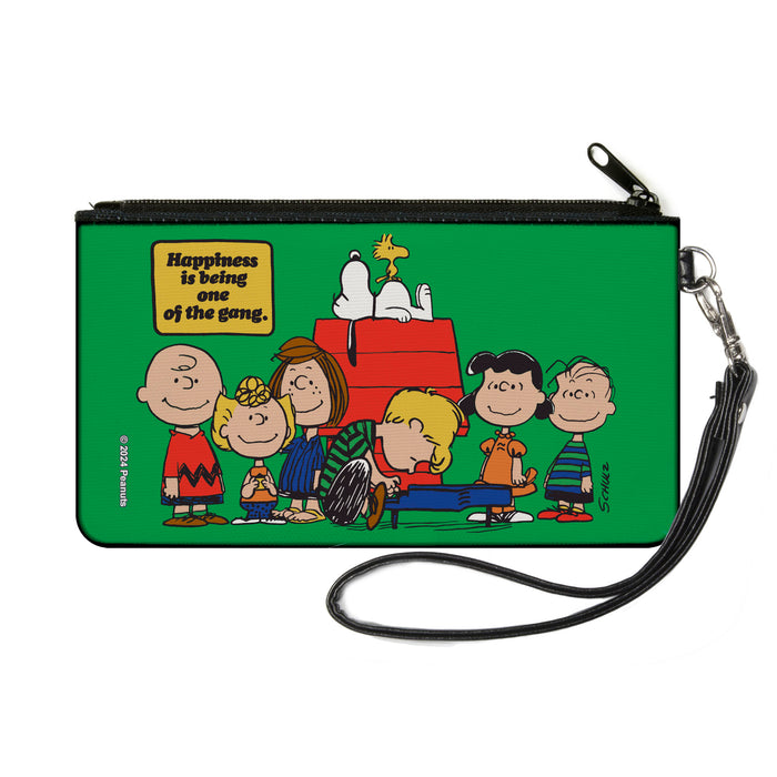 Canvas Zipper Wallet - SMALL - Peanuts Gang HAPINESS IS BEING ONE OF THE GANG Group Pose Green Canvas Zipper Wallets Peanuts Worldwide LLC   