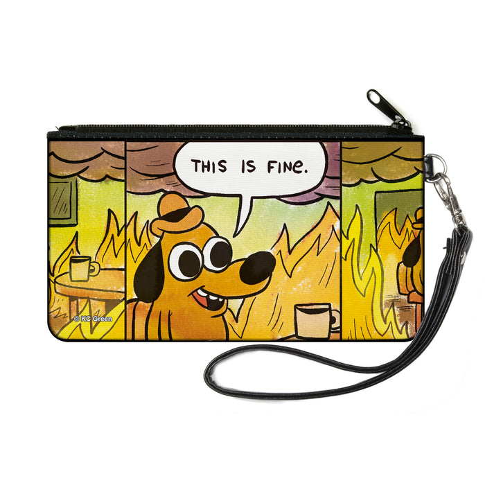 Canvas Zipper Wallet - SMALL - THIS IS FINE Question Hound Cafe Fire Comic Strip Canvas Zipper Wallets KC Green