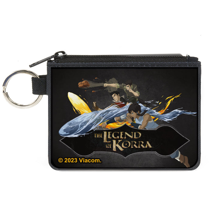 Canvas Zipper Wallet - MINI X-SMALL - THE LEGEND OF KORRA Group Bending Pose and Logo Black Canvas Zipper Wallets Nickelodeon   