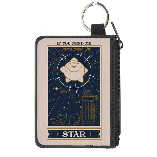 Canvas Zipper Wallet - MINI X-SMALL - Wish STAR IF YOU NEED ME Sparkle Pose Biege/Blues/Gold Canvas Zipper Wallets Disney   