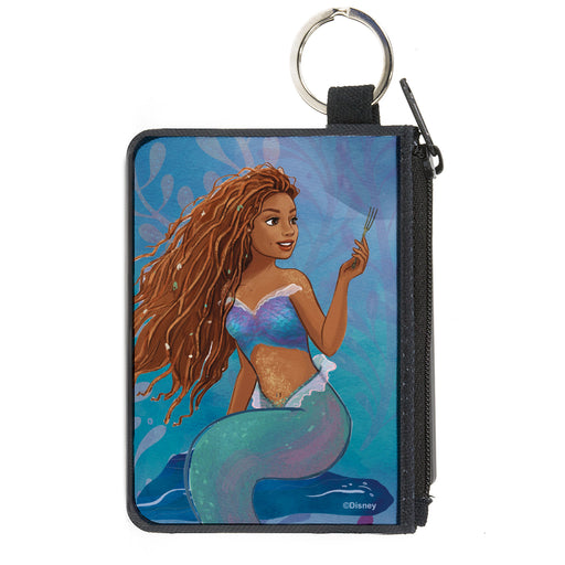 Canvas Zipper Wallet - MINI X-SMALL - The Little Mermaid Ariel Dinglehopper Fork Pose Blues Canvas Zipper Wallets Disney   
