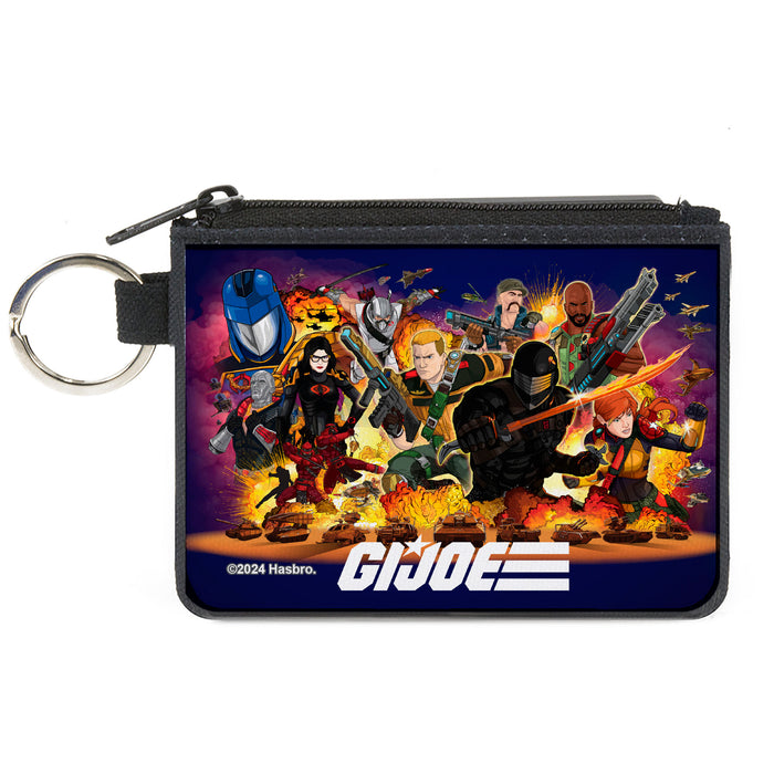 Canvas Zipper Wallet - MINI X-SMALL - GI Joe Universe Agents Explosion Group Pose and Logo Blue Canvas Zipper Wallets Hasbro