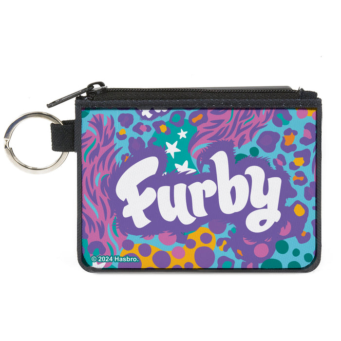 Canvas Zipper Wallet - MINI X-SMALL - FURBY Title Logo Fur Print Blues/Purple/White Canvas Zipper Wallets Hasbro   