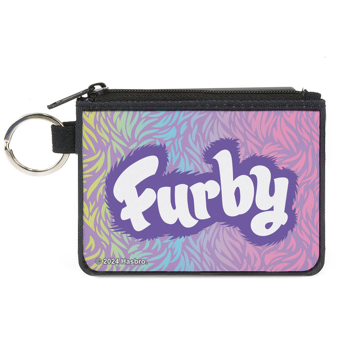 Canvas Zipper Wallet - MINI X-SMALL - FURBY Title Logo Fur Print Multi Color/Purple/White Canvas Zipper Wallets Hasbro   