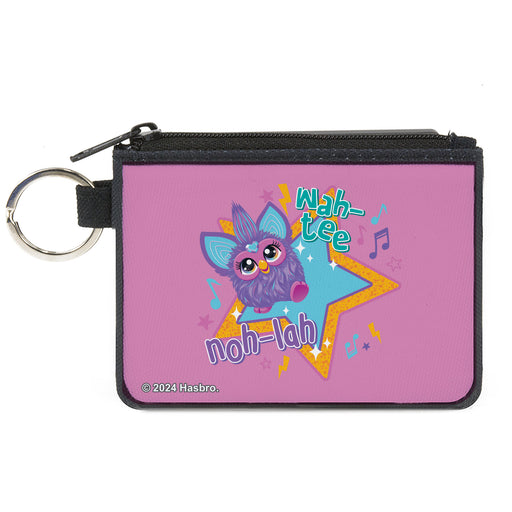 Canvas Zipper Wallet - MINI X-SMALL - Furby Purple Furby NOH-LAH WAH-TEE Star Pose Pink/Multi Color Canvas Zipper Wallets Hasbro   