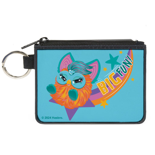 Canvas Zipper Wallet - MINI X-SMALL - Furby Purple Dancing Furby Pose and Furbish Phrases Pink Canvas Zipper Wallets Hasbro   