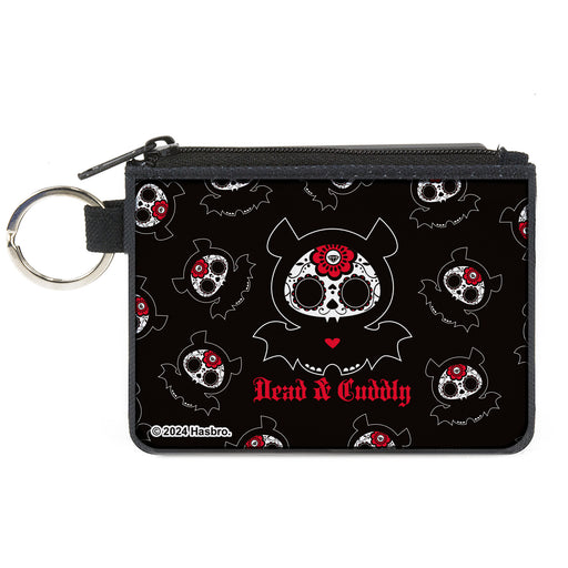 Canvas Zipper Wallet - MINI X-SMALL - Skelanimals Diego the Bat DEAD N CUDDLY Pose Black/White/Red Canvas Zipper Wallets Hasbro   