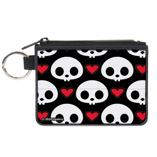 Canvas Zipper Wallet - MINI X-SMALL - Skelanimals Face Logo and Heart Black/White/Red Canvas Zipper Wallets Hasbro   