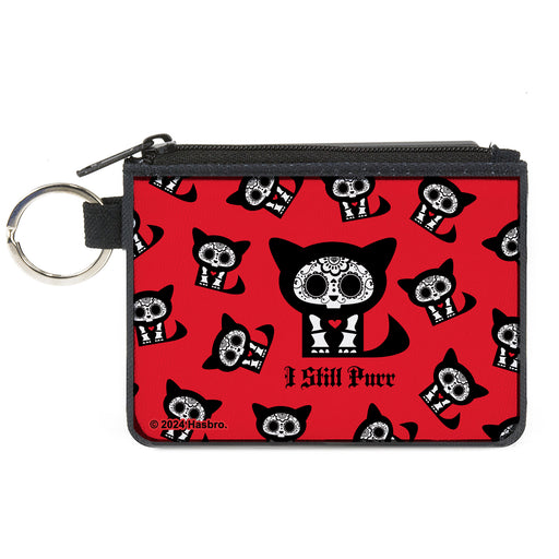 Canvas Zipper Wallet - MINI X-SMALL - Skelanimals Kit the Cat I STILL PURR Pose Red/Black/White Canvas Zipper Wallets Hasbro   