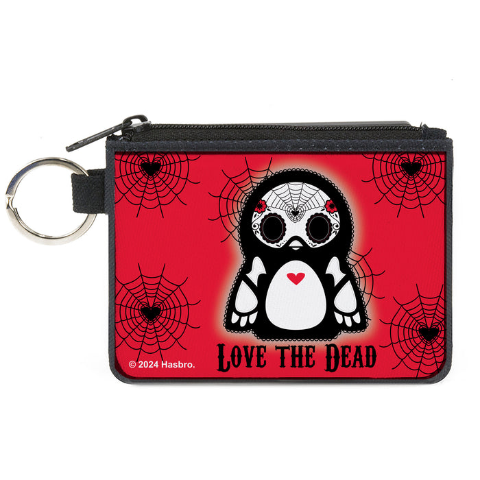 Canvas Zipper Wallet - MINI X-SMALL - Skelanimals Pen the Penguin LOVE THE DEAD Pose Red/Black/White Canvas Zipper Wallets Hasbro   