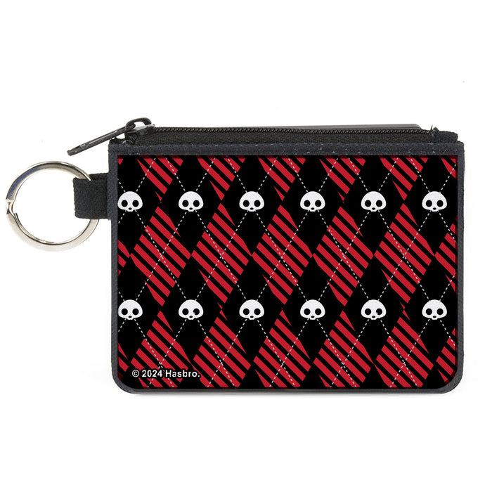 Canvas Zipper Wallet - MINI X-SMALL - Skelanimals Face Logo Diamond Plaid Black/Red/White Canvas Zipper Wallets Hasbro   