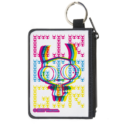 Canvas Zipper Wallet - MINI X-SMALL - Invader Zim GIR Pose and Face Typography White/Multi Color Canvas Zipper Wallets Nickelodeon   