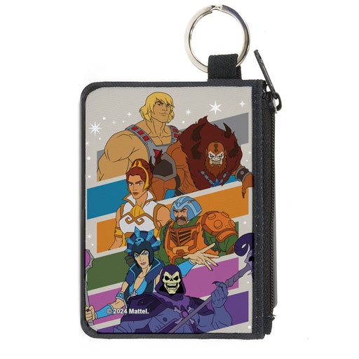 Canvas Zipper Wallet - MINI X-SMALL - Masters of the Universe Character Stripe Poses White/Multi Color Canvas Zipper Wallets Mattel