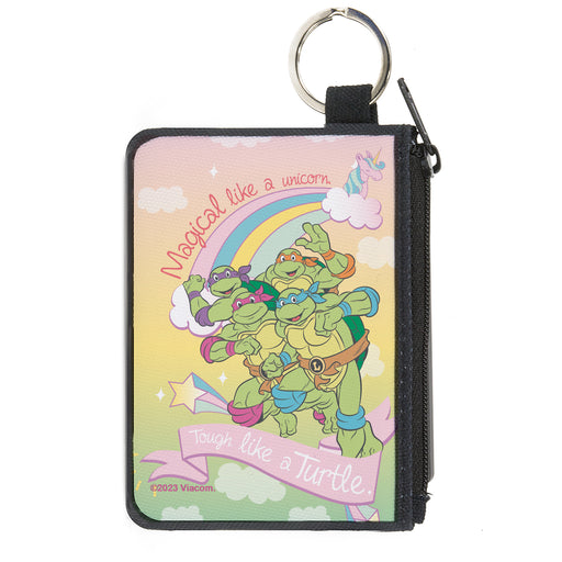 Canvas Zipper Wallet - MINI X-SMALL - Classic TMNT Turtles Pose19 MAGICAL LIKE A UNICORN-TOUGH LIKE A TURTLE Multi Pastel Canvas Zipper Wallets Nickelodeon   