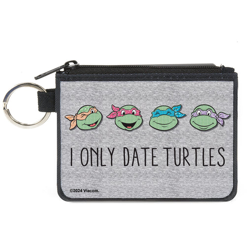 Canvas Zipper Wallet - MINI X-SMALL - Teenage Mutant Ninja Turtles I ONLY DATE TURTLES Expressions Grays Canvas Zipper Wallets Nickelodeon   