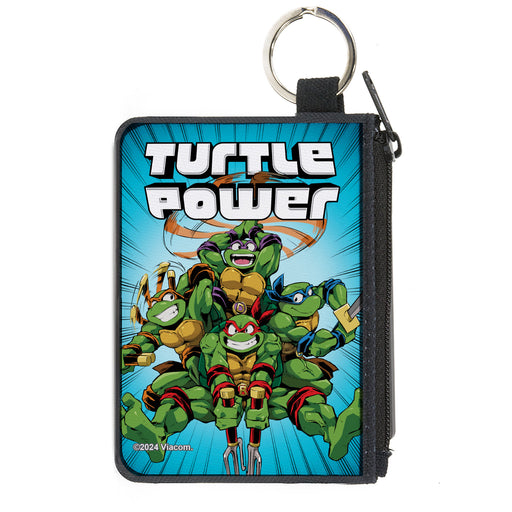 Canvas Zipper Wallet - MINI X-SMALL - Teenage Mutant Ninja Turtles TURTLE POWER Group Pose Rays Blues Canvas Zipper Wallets Nickelodeon   