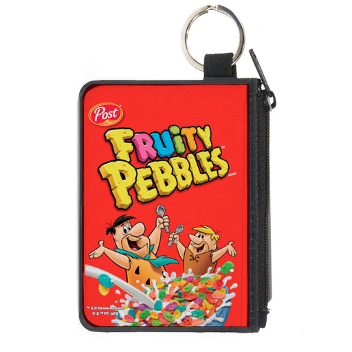 Canvas Zipper Wallet - MINI X-SMALL - FRUITY PEBBLES Fred Flintstone and Barney Rubble Cereal Box Replica Bright Red Canvas Zipper Wallets The Flintstones   