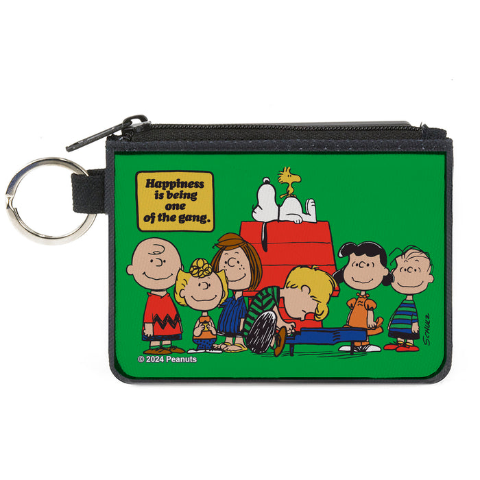 Canvas Zipper Wallet - MINI X-SMALL - Peanuts Gang HAPINESS IS BEING ONE OF THE GANG Group Pose Green Canvas Zipper Wallets Peanuts Worldwide LLC   