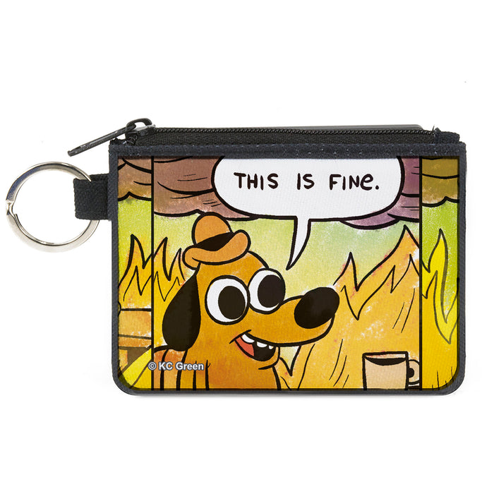 Canvas Zipper Wallet - MINI X-SMALL - THIS IS FINE Question Hound Cafe Fire Comic Strip Canvas Zipper Wallets KC Green