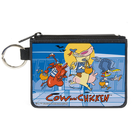Canvas Zipper Wallet - MINI X-SMALL - COW AND CHICKEN with Red Guy Running Pose and Title Logo Blues Canvas Zipper Wallets Warner Bros. Animation   