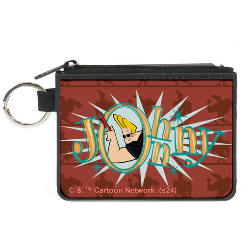 Canvas Zipper Wallet - MINI X-SMALL - JOHNNY BRAVO Title Logo and Flex Pose Turns Reds Canvas Zipper Wallets Warner Bros. Animation   