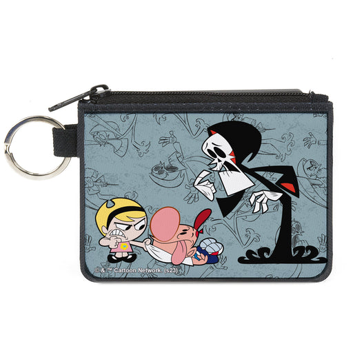 Canvas Zipper Wallet - MINI X-SMALL - The Grim Adventures of Billy & Mandy Group Pose and Grim Sketches Gray Canvas Zipper Wallets Warner Bros. Animation   