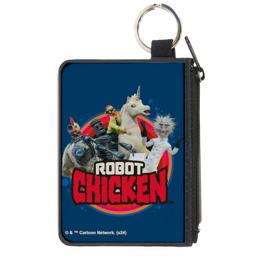 Canvas Zipper Wallet - MINI X-SMALL - ROBOT CHICKEN Title Logo and Group Pose Blue Canvas Zipper Wallets Warner Bros. Animation   