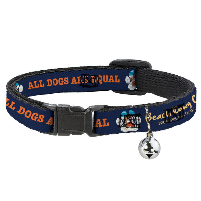 Breakaway Cat Collar with Bell - BEACH DAWG CARE ALL DOGS ARE EQUAL Navy/Oange Breakaway Cat Collars Buckle-Down   