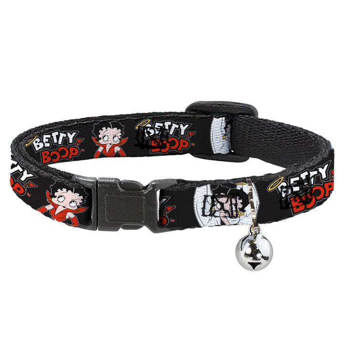 Breakaway Cat Collar with Bell - BETTY BOOP Angel and Devil Poses with Text Black/White/Red Breakaway Cat Collars Fleischer Studios, Inc.   