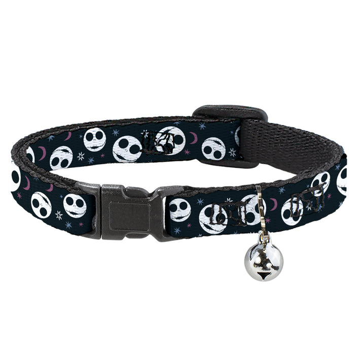 Breakaway Cat Collar with Bell - The Nightmare Before Christmas Smiling Jack Moon and Stars Black Breakaway Cat Collars Disney   
