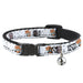 Breakaway Cat Collar with Bell - Aristocats Toulouse and Berlioz Piano Pose and Musical Notes White/Black Breakaway Cat Collars Disney   