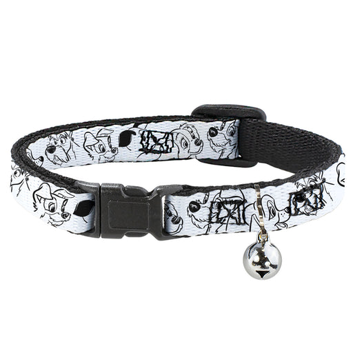 Breakaway Cat Collar with Bell - Disney Dogs Face Outlines White/Black Breakaway Cat Collars Disney   