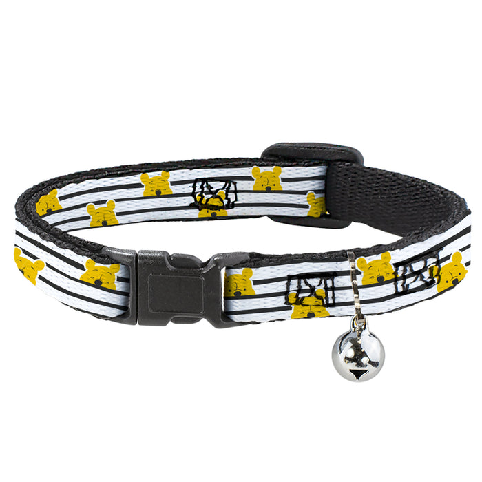 Breakaway Cat Collar with Bell - Winnie the Pooh Peeking Poses Stripe White/Black Breakaway Cat Collars Disney