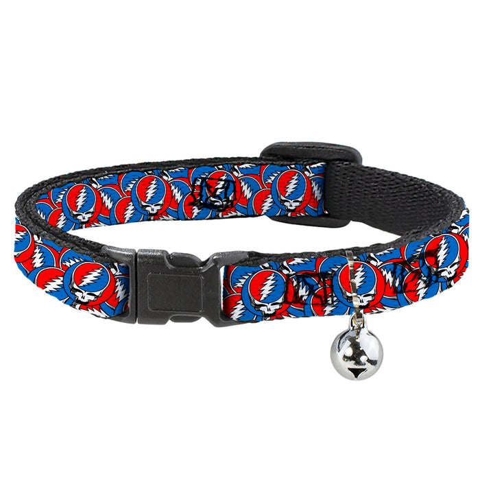 Breakaway Cat Collar with Bell - Grateful Dead Steal Your Face Logo Stacked Red/White/Blue Breakaway Cat Collars Grateful Dead   