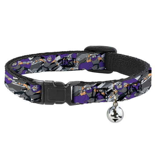 Breakaway Cat Collar with Bell - Teenage Mutant Ninja Turtles Shredder Action Poses Grays/Purple Breakaway Cat Collars Nickelodeon   
